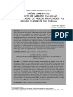 Saúde Ambiental: Índices de Nitrato em Águas Subterrâneas de Poços Profundos Na Região Sudoeste Do Paraná
