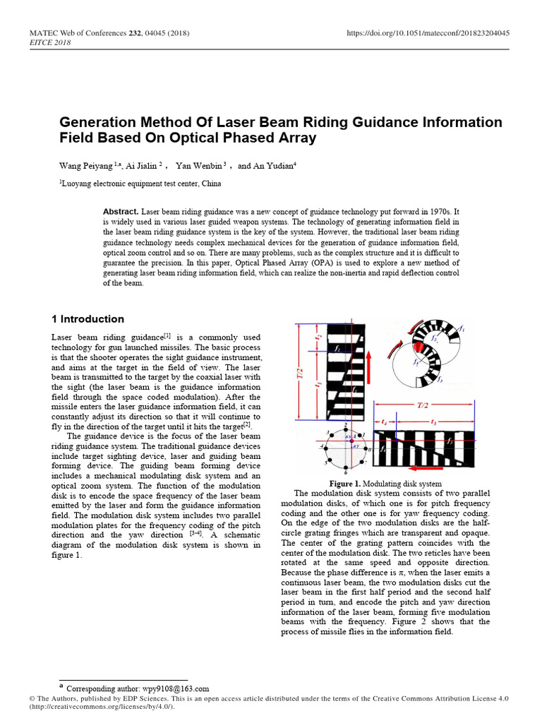 Generation Method of Laser Beam Riding Guidance In PDF