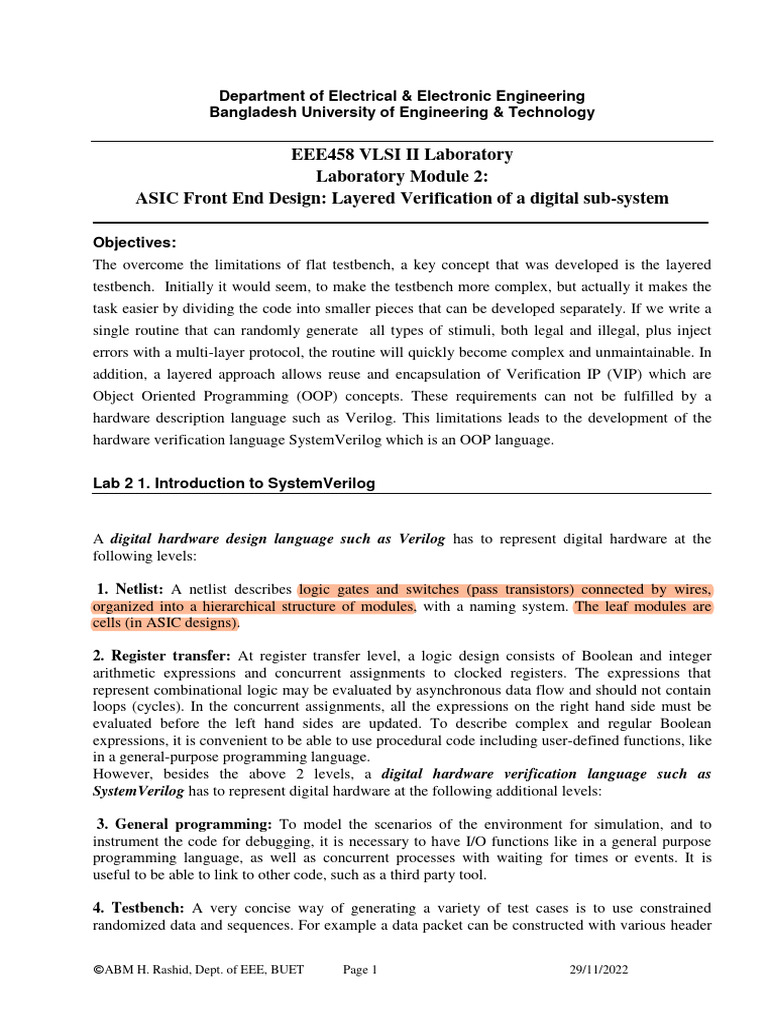 Layered ASIC Verification with SystemVerilog | PDF