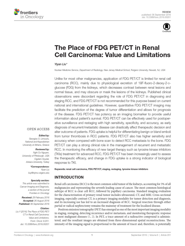 The Place of FDG PET CT in Renal Cell Carcinoma_Value and Limitations ...