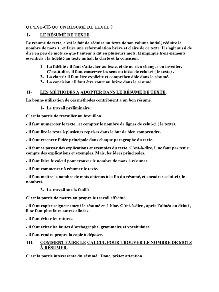 Guide Pratique pour Résumer un Texte | PDF
