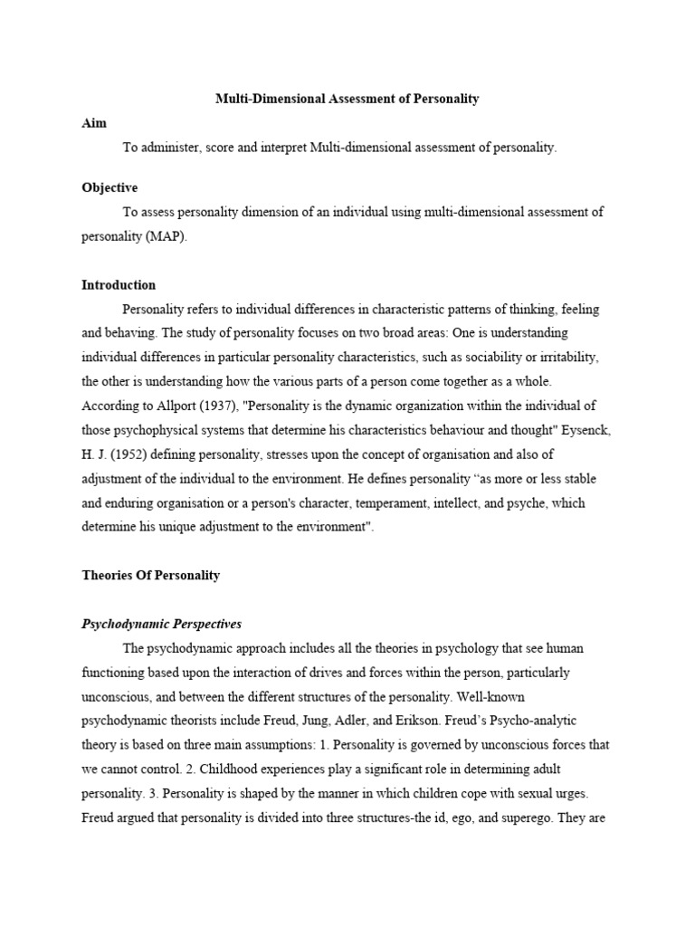 MAP | PDF | Extraversion And Introversion | Psychodynamics