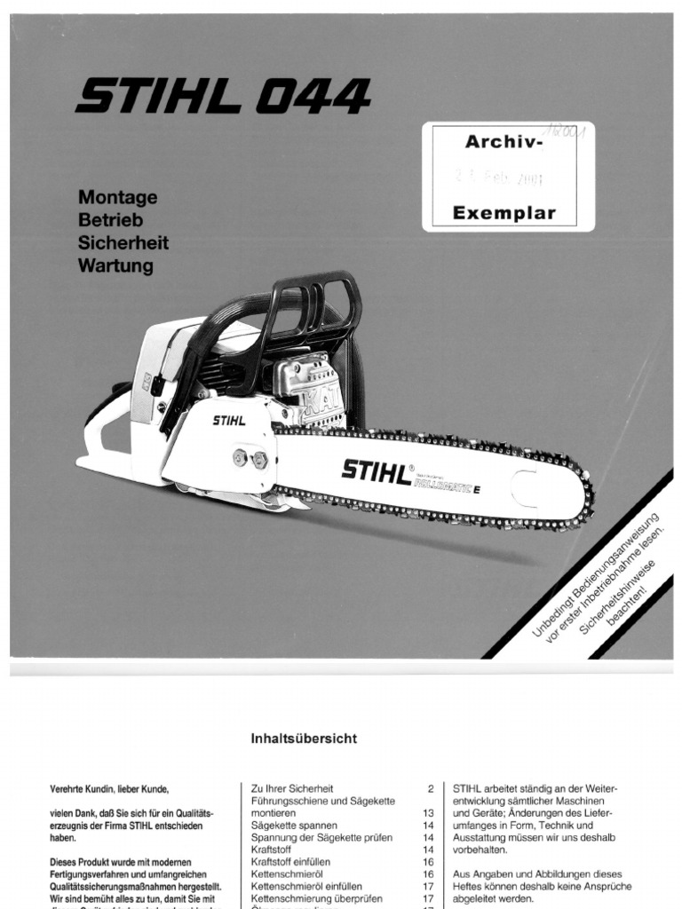Bedienungsanleitung Stihl 044 | PDF
