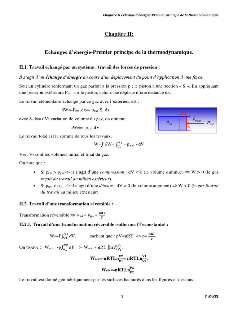 Échanges d'énergie en thermodynamique | PDF | Enthalpie de changement d ...