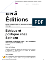 Études sur Spinoza et les philosophies de l’âge classique - Éthique et politique chez Spinoza - ENS Éditions