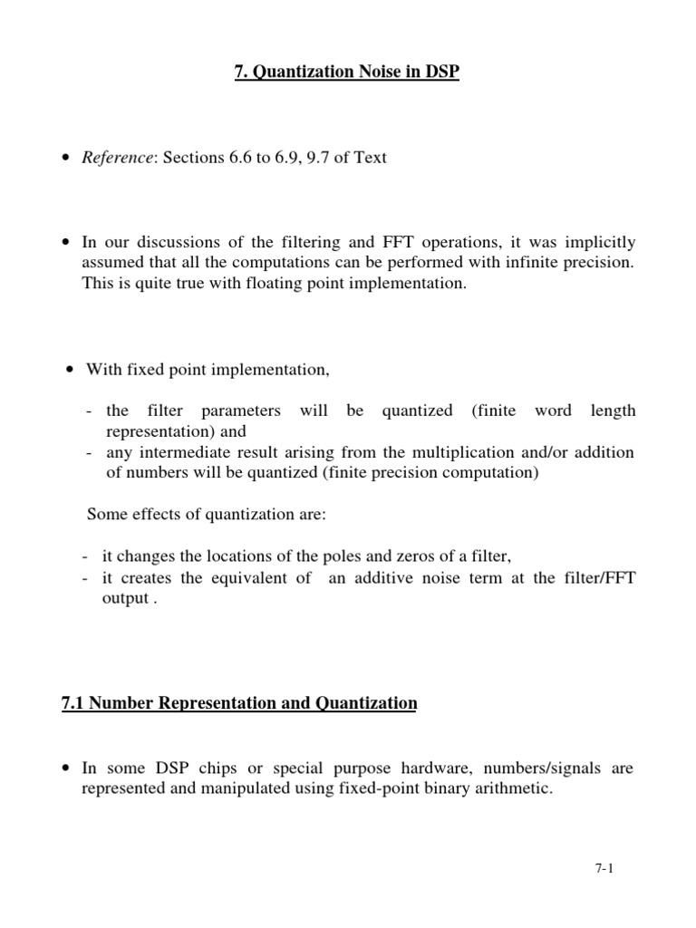 Quantization Effects in DSP Filters | PDF | Digital Signal Processing ...