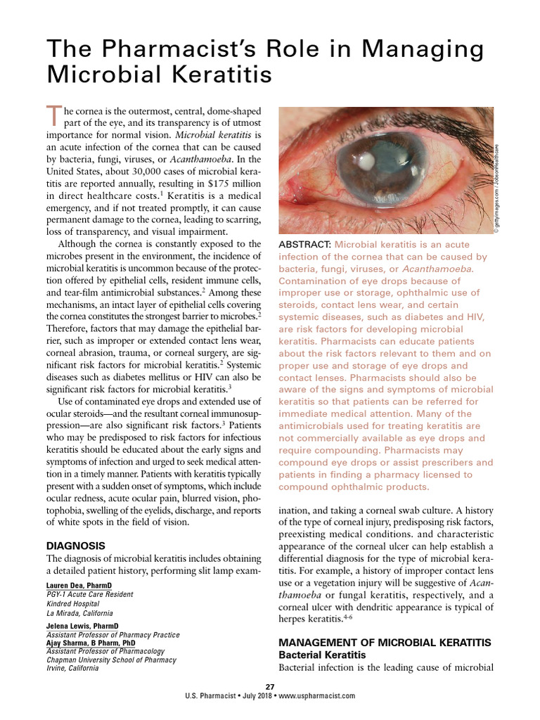Managing Microbial Keratitis PDF Contact Lens Cornea