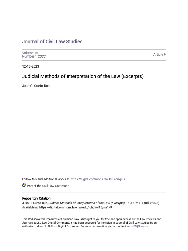 Judicial methods of interpretation of the law excerpts pdf common