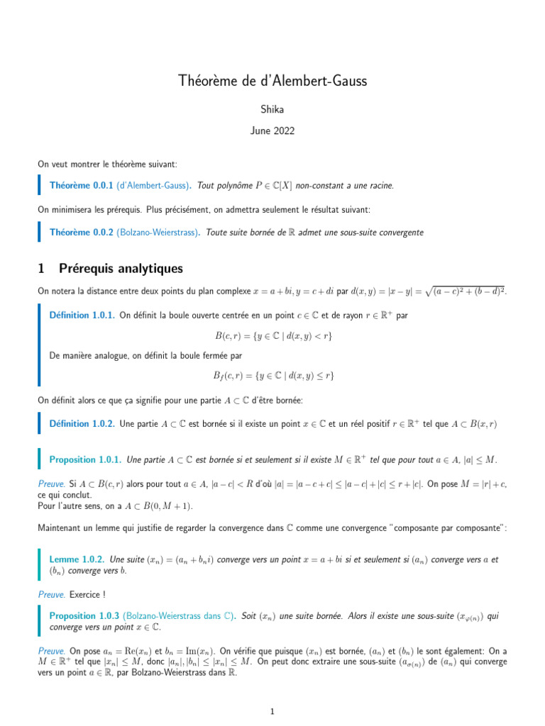 Théorème de d'AlembertGauss PDF Concepts mathématiques Géométrie — free download