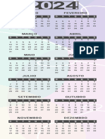 Marcador de Páginas Calendário 2024 Moderno Pastel Cinza e Roxo