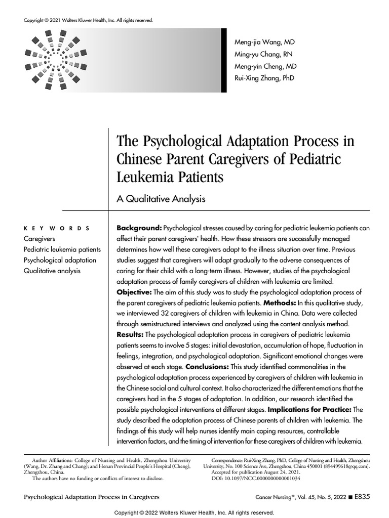 Psychological Effects Of Leukemia On Patients And Families