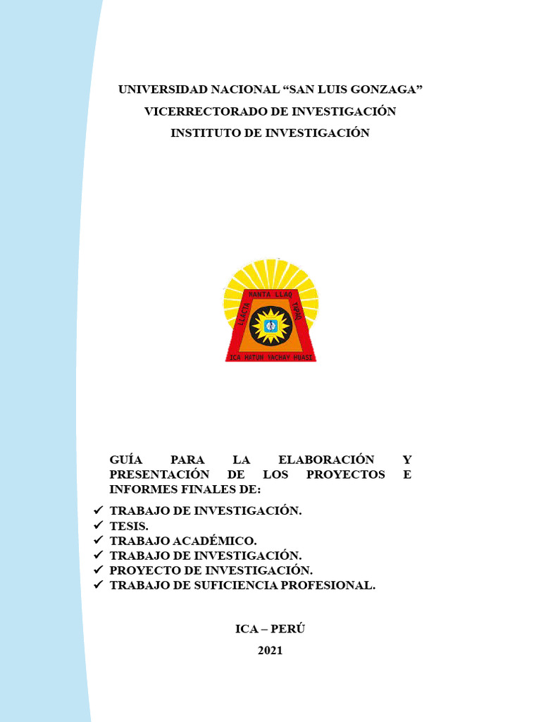 Guía para La Elaboración y Presentación de Los Proyectos e Informes | PDF