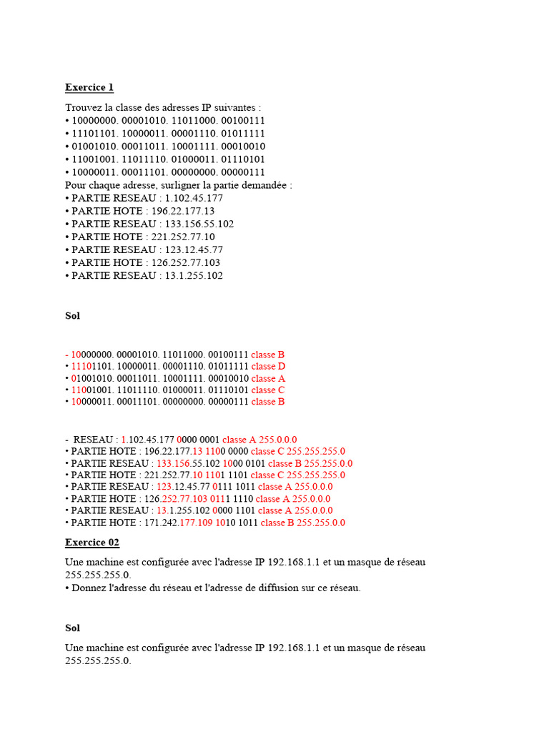 Classes d'adresses IP et sous-réseaux | PDF | Technologie et ingénierie