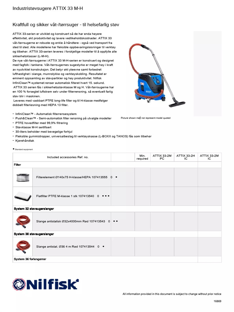 Manual Nilfisk Attix 33 (Dansk - 31 Sider) | PDF