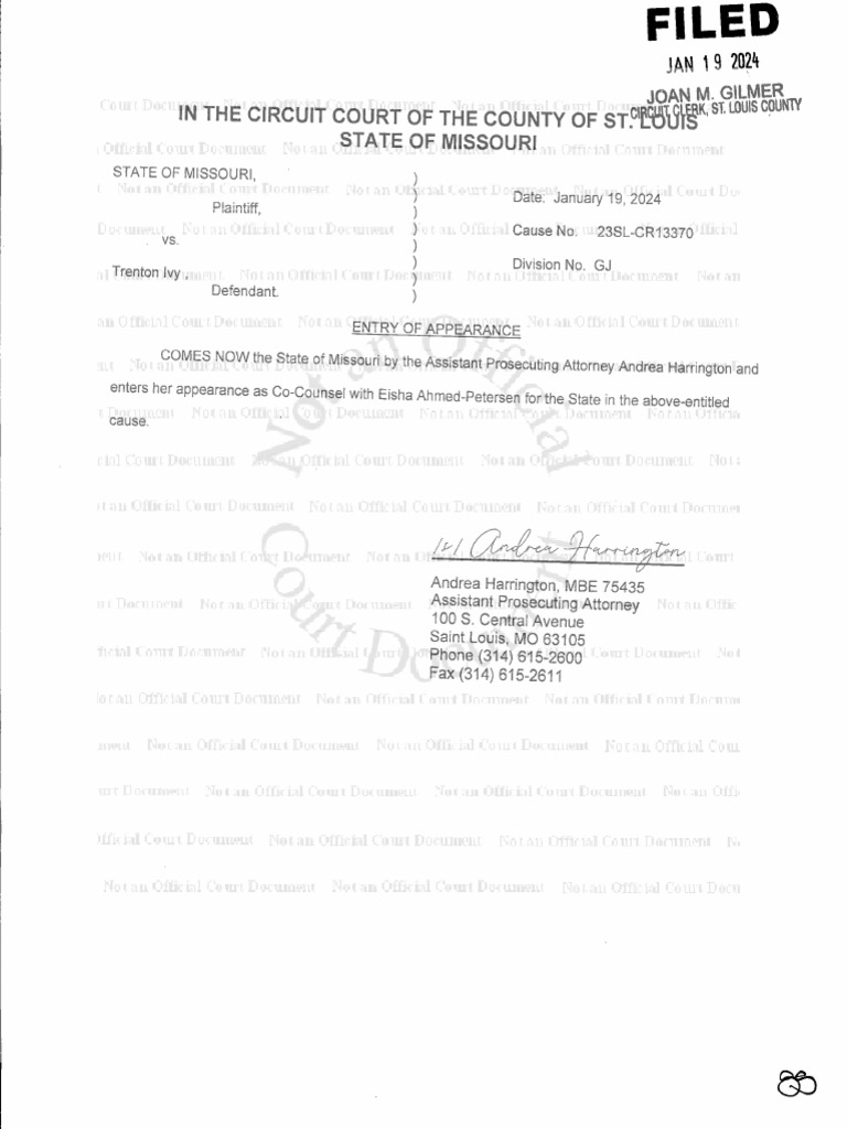 2024-01-19 - 5 - Entry of Appearance Filed Trenton Ivy MO | PDF ...
