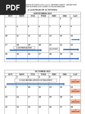 GARLIC (Calendar of activities)
