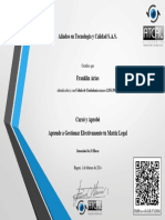 Aprende A Gestionar Efectivamente Tu Matriz Legal-Certificado Cursó y Aprobó GESTIÓN EFICIENTE DE LA MATRIZ LEGAL 58148