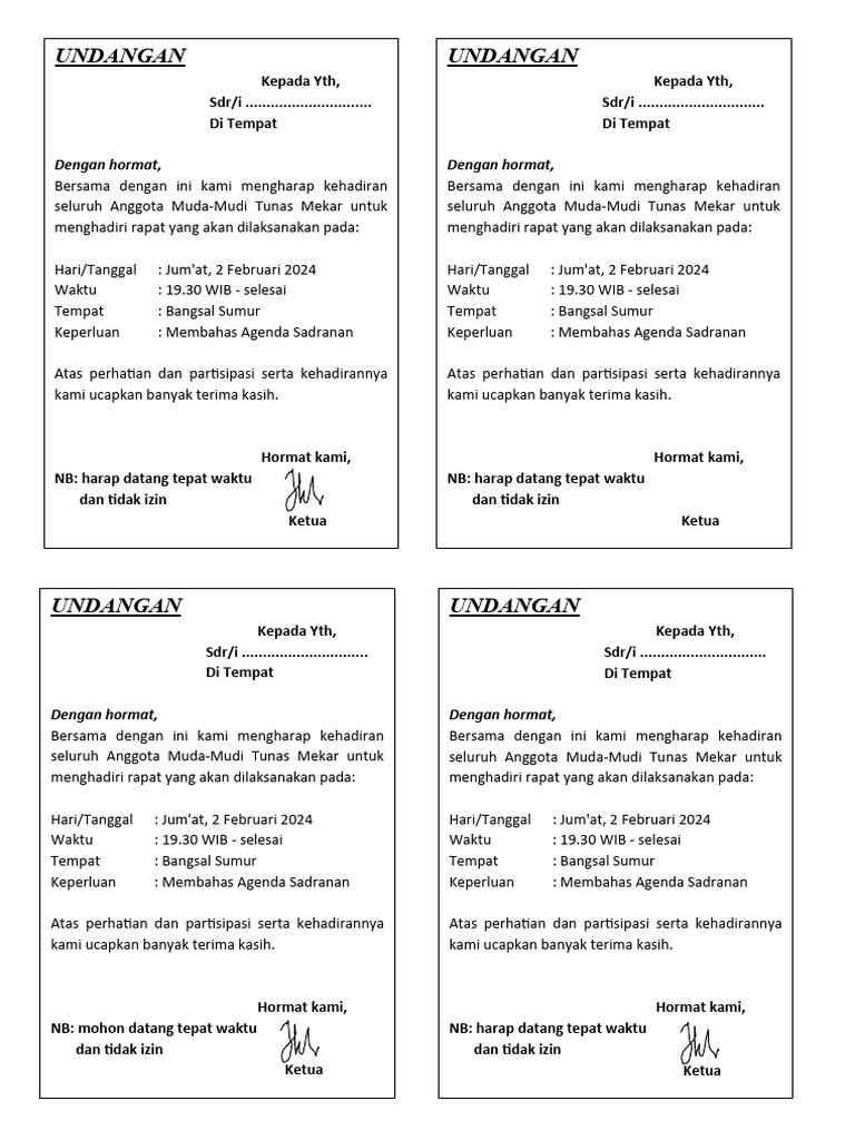 Undangan Karang taruna | PDF