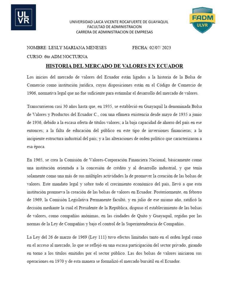 Historia Del Mercado de Valores | PDF