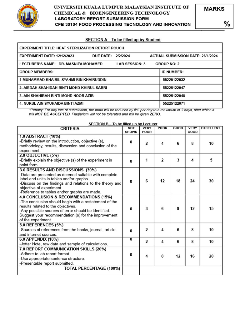 Exp Retort Pouched Curry Chicken - Group 2 | PDF
