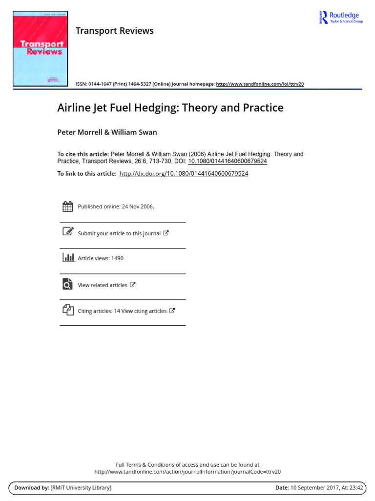 Airline Jet Fuel Hedging Theory and Practice PDF Hedge (Finance