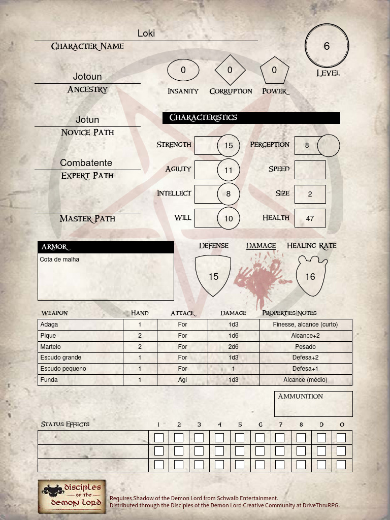 Sotdl Character Sheet PDF Free | Download Free PDF | Storytelling ...