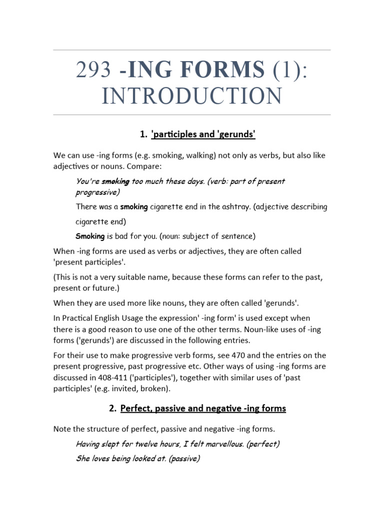 Understanding -ing Forms in English | PDF | Verb | Adjective