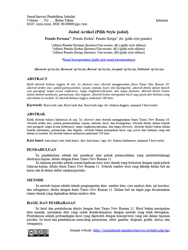 Templet Jurnal Inovasi Pendidikan Sekolah | PDF