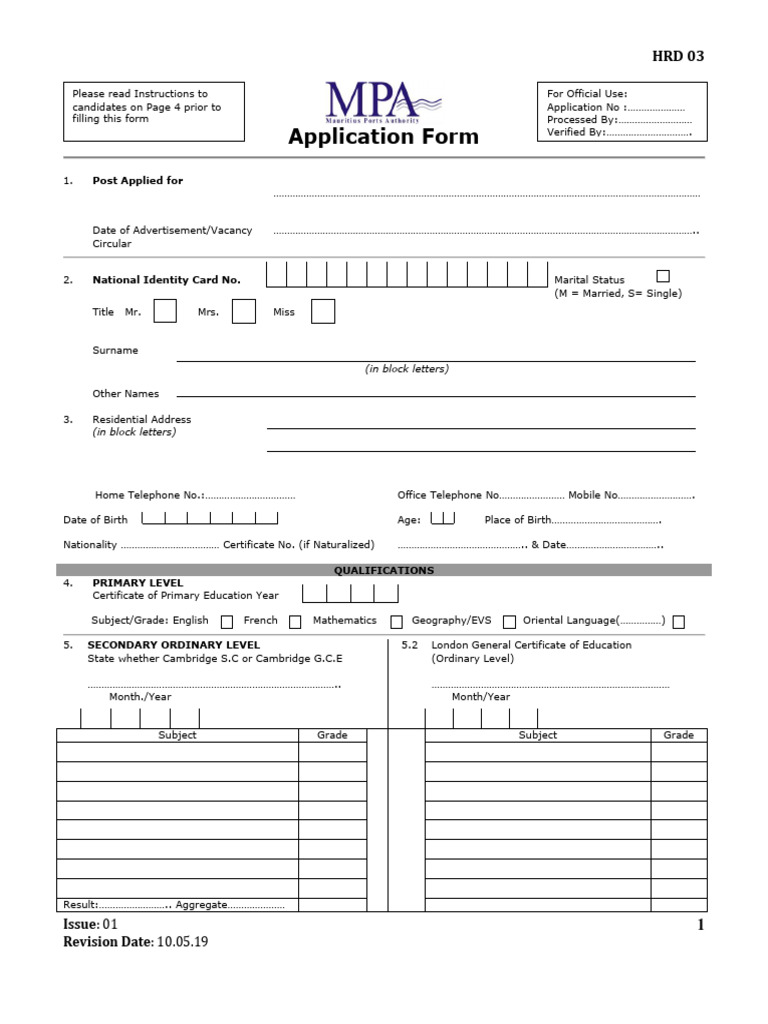 Government Job Application Form | PDF