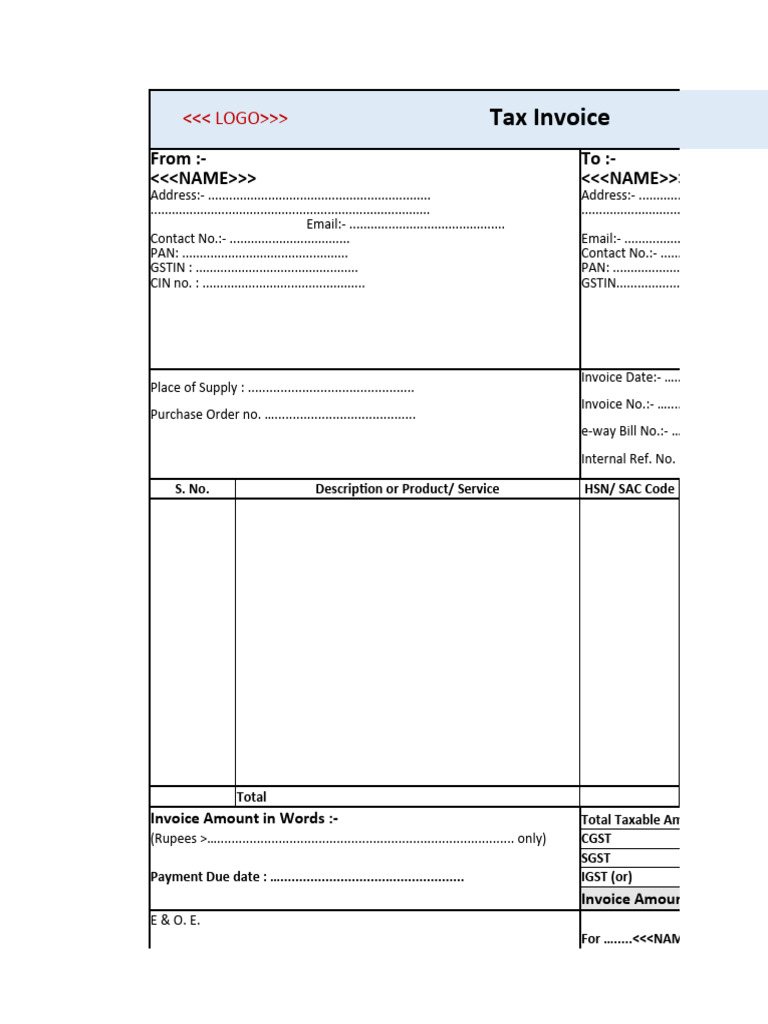 Customer Sales Invoice Format PDF