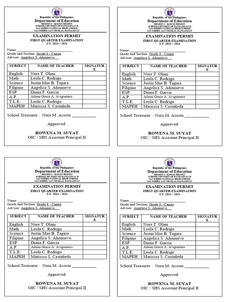 Exam Permit 8 Camia | PDF | Philippines