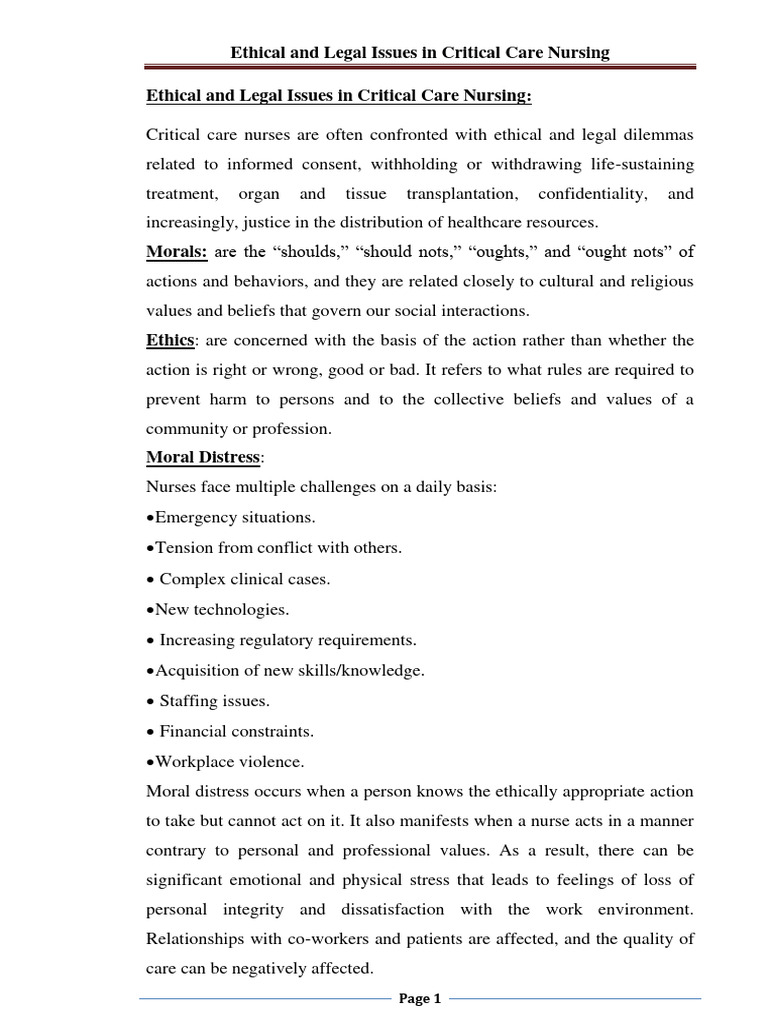 Ethical and Legal Issues in Critical Care | PDF | Informed Consent ...