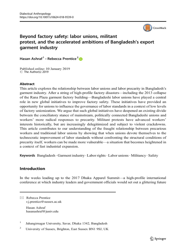Labor Unions and Precarity in Bangladesh | PDF | Clothing Industry ...