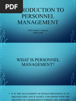 Introduction To Personnel Management