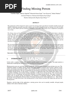 Finding Missing Person Ijariie20477