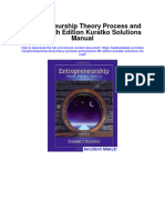 Entrepreneurship Theory Process and Practice 9th Edition Kuratko Solutions Manual Full Chapter PDF