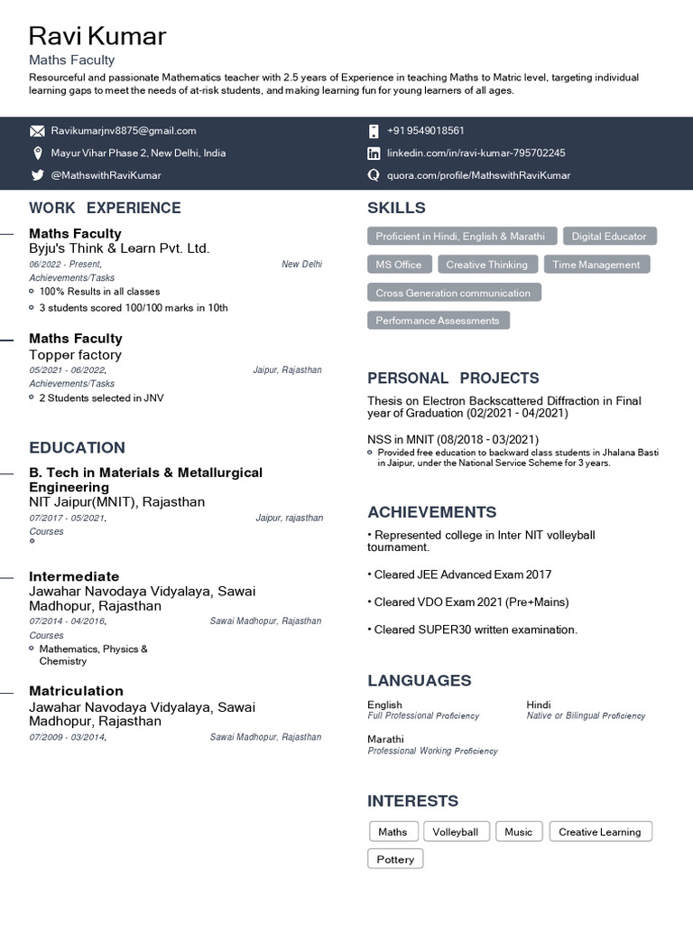 Ravi Kumar CV | PDF