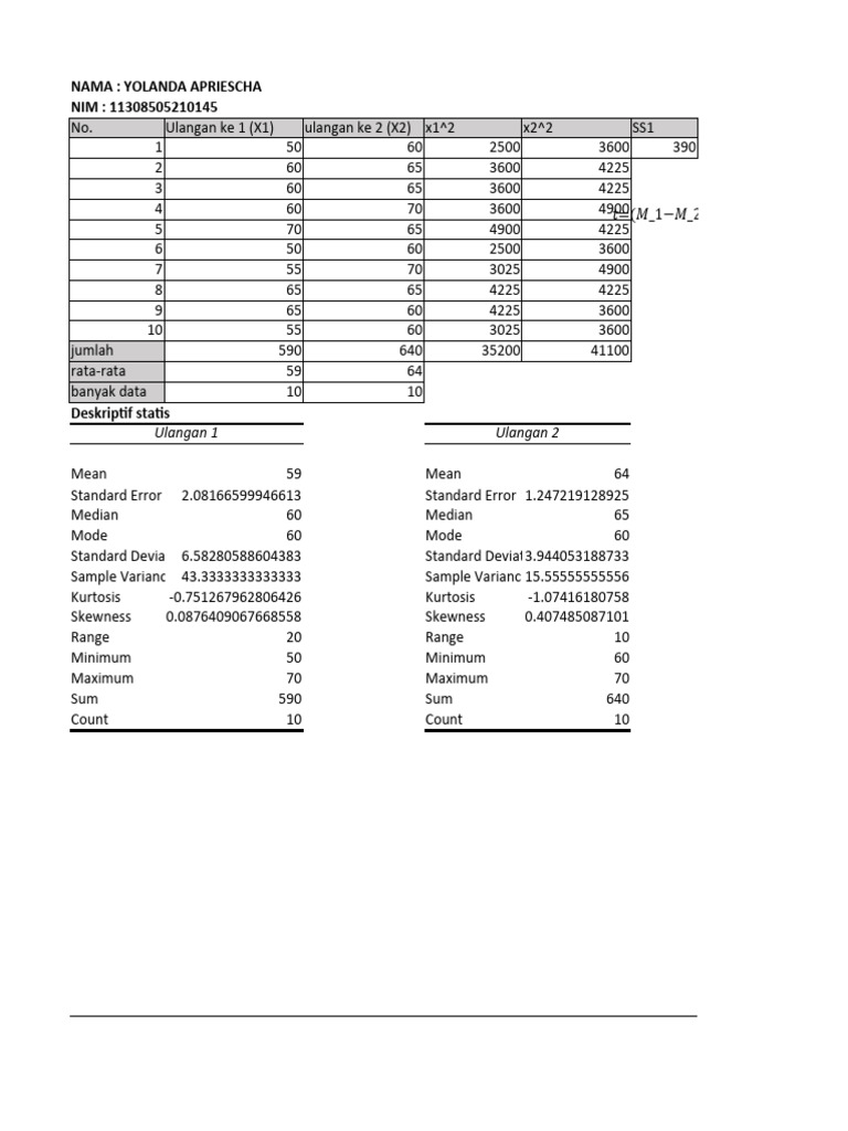 Analisis Hasil Ulangan dan Statistik | PDF