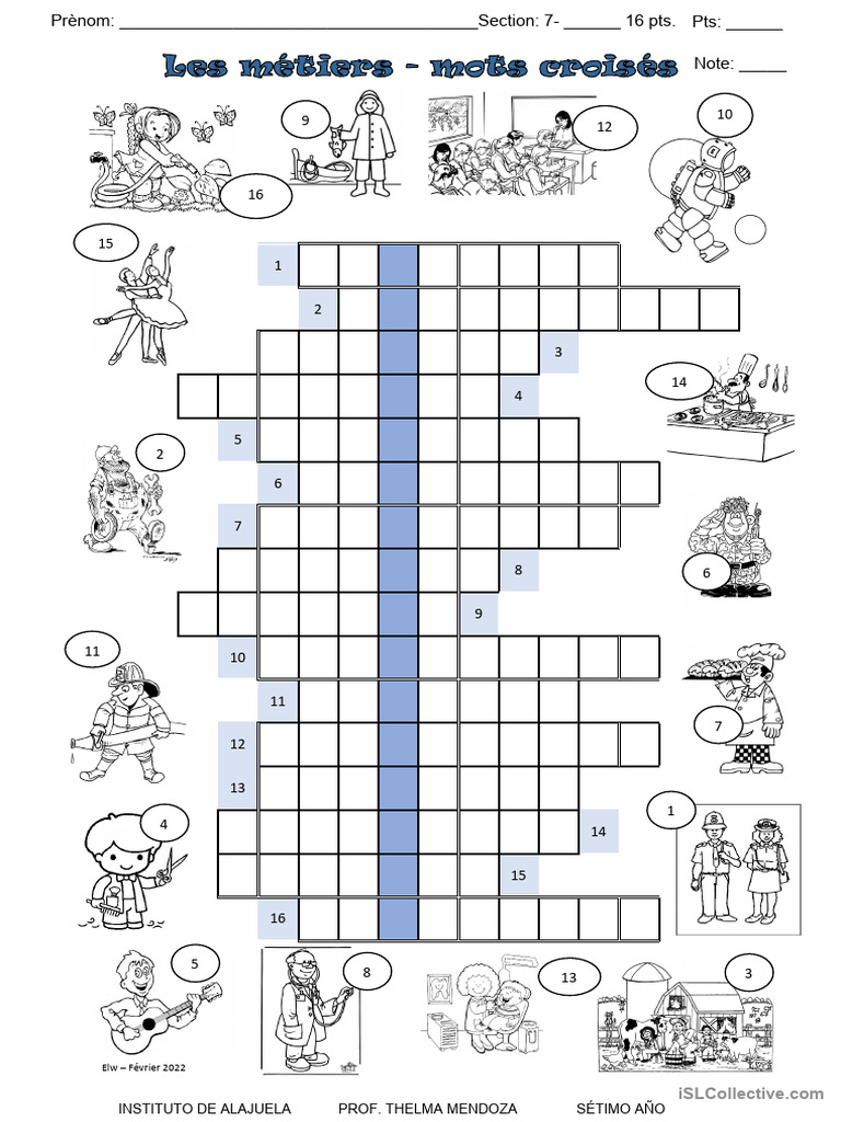 Mots Croisés sur les Métiers | PDF