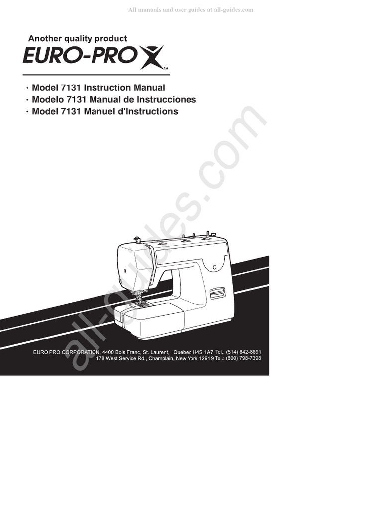 EuroPro 7131 Sewing Machine Instruction Manual PDF Sewing Machine