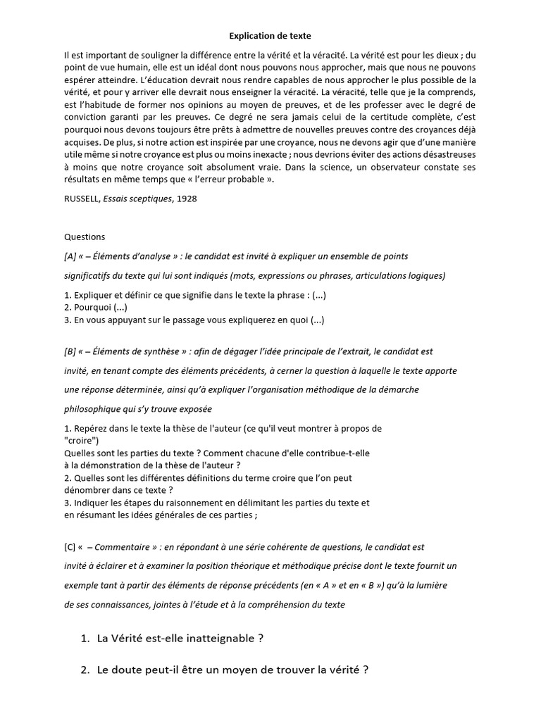 Vérité vs Véracité : Concepts Clés | PDF | Vérité | Cognition