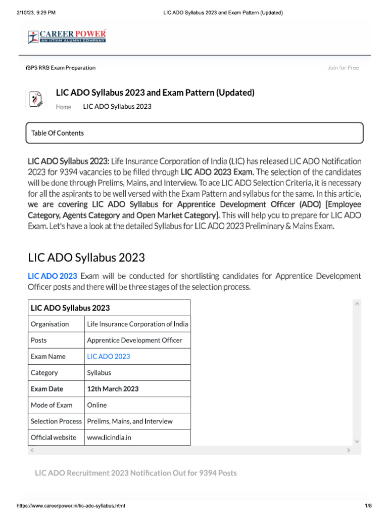 Ado Syllabus | PDF