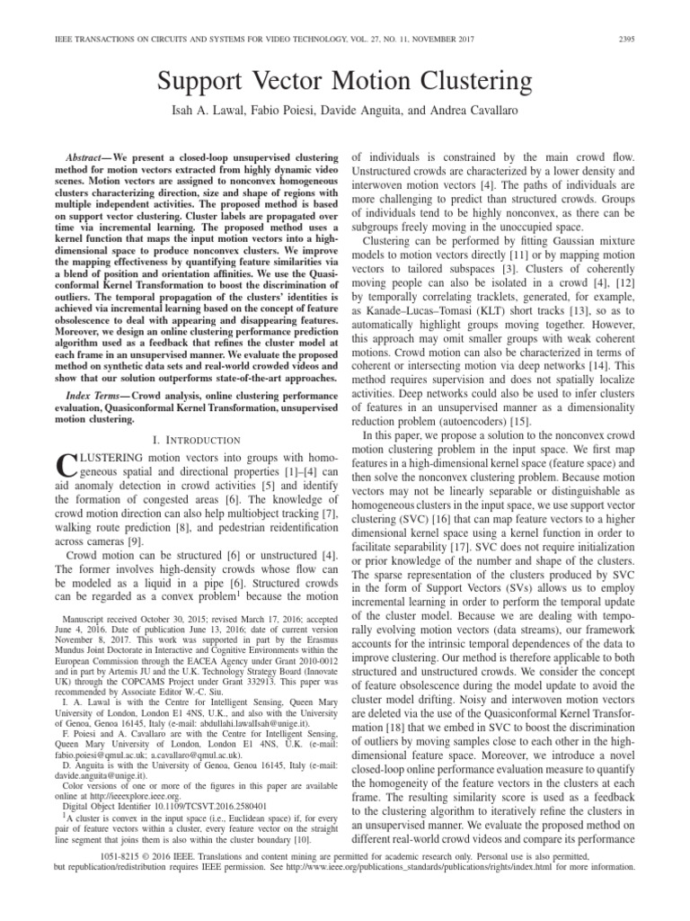 Unsupervised Motion Vector Clustering | PDF | Cluster Analysis ...