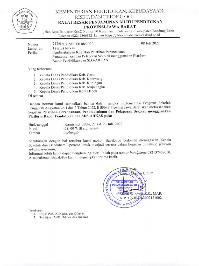 0806 KK Pemberitahuan Keg Pelatihan Perencanaan, Penatausahaan ...