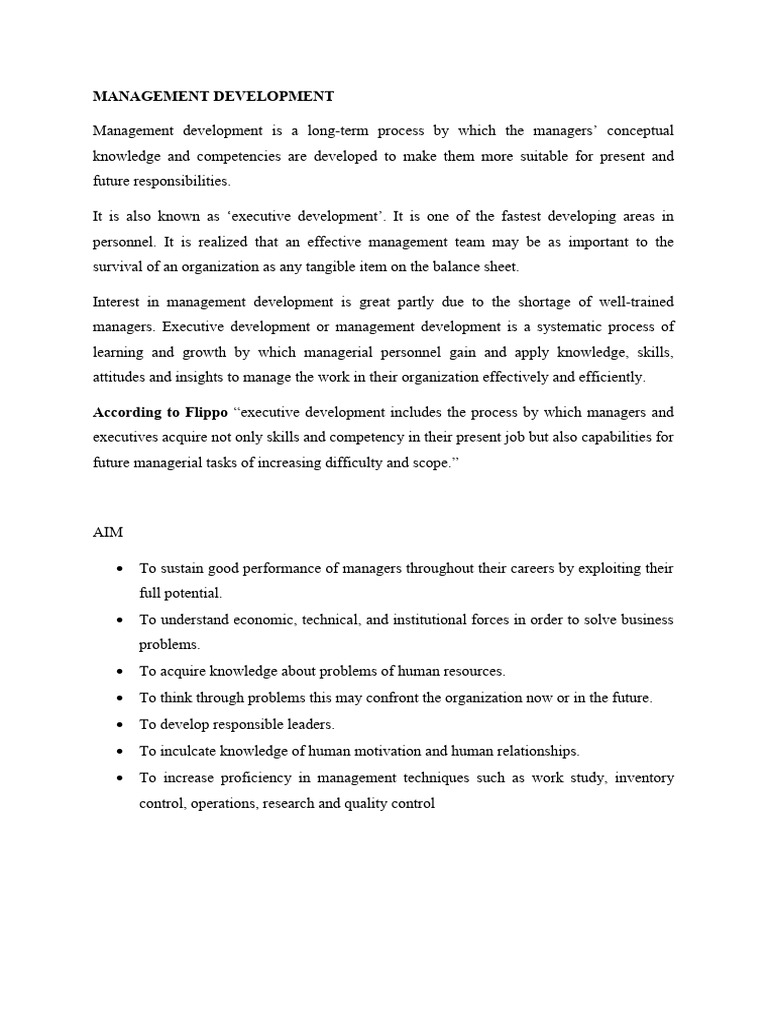 Management Development Process Explained | PDF | Mentorship | Strategic ...