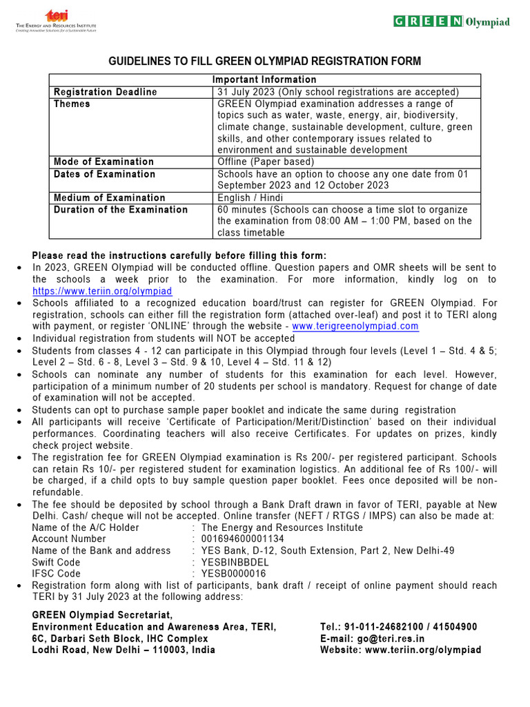 Final GO Registration Form 2023 - India | PDF | Cheque | Service Industries