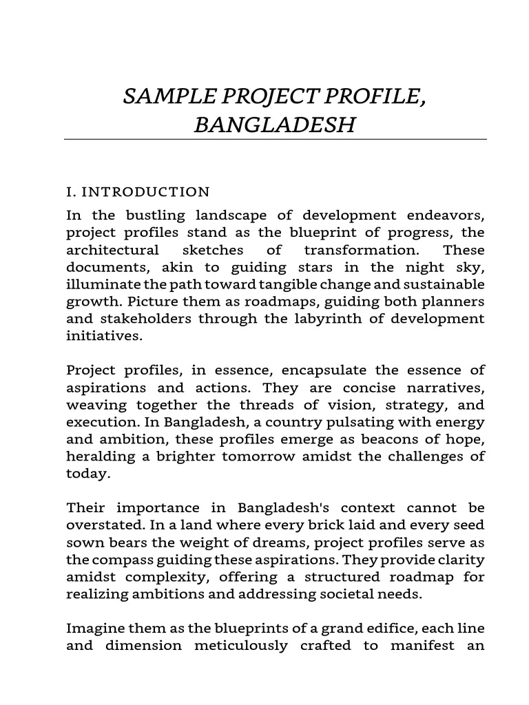 Sample Project Profile Bangladesh PDF Sustainability Bangladesh