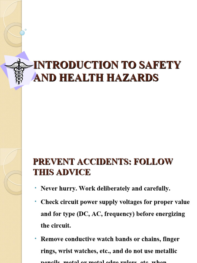 Introduction To Safety And Health Hazards 2003 Pdf Power Supply