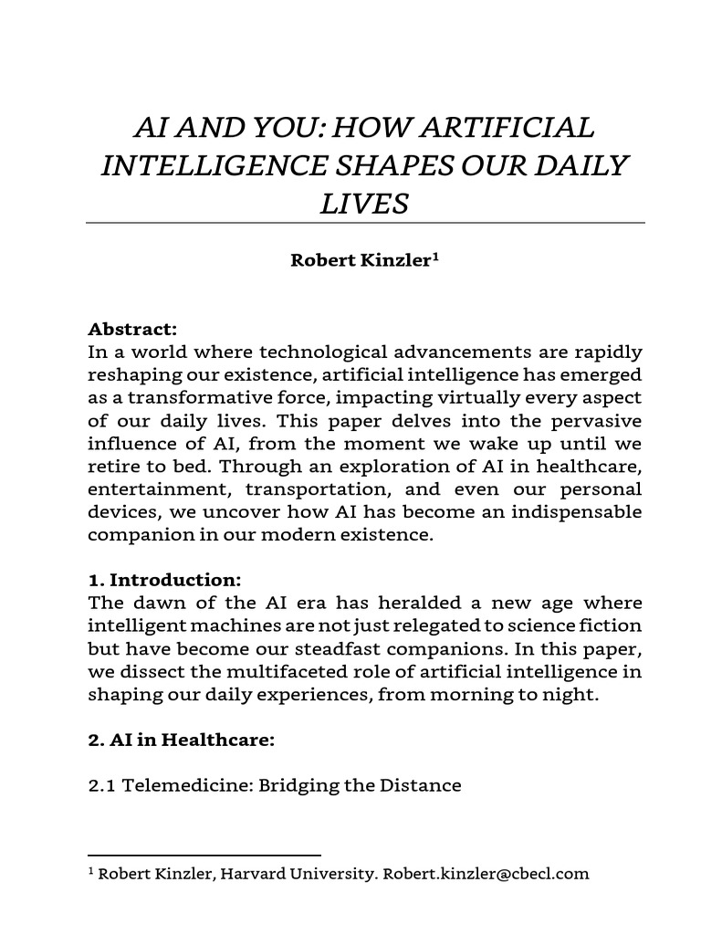 Ai And You How Artificial Intelligence Shapes Our Daily Lives Pdf
