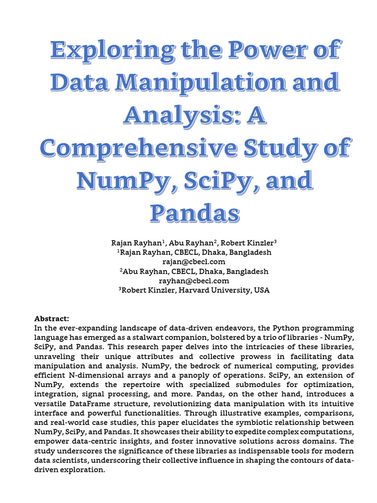 Python Data Libraries: NumPy, SciPy, Pandas | PDF